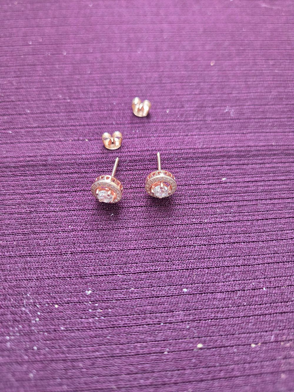 Lot 648 – A Pair of Velina Rose Gold-Plated 925 Silver Halo Stud Earrings 2.10g