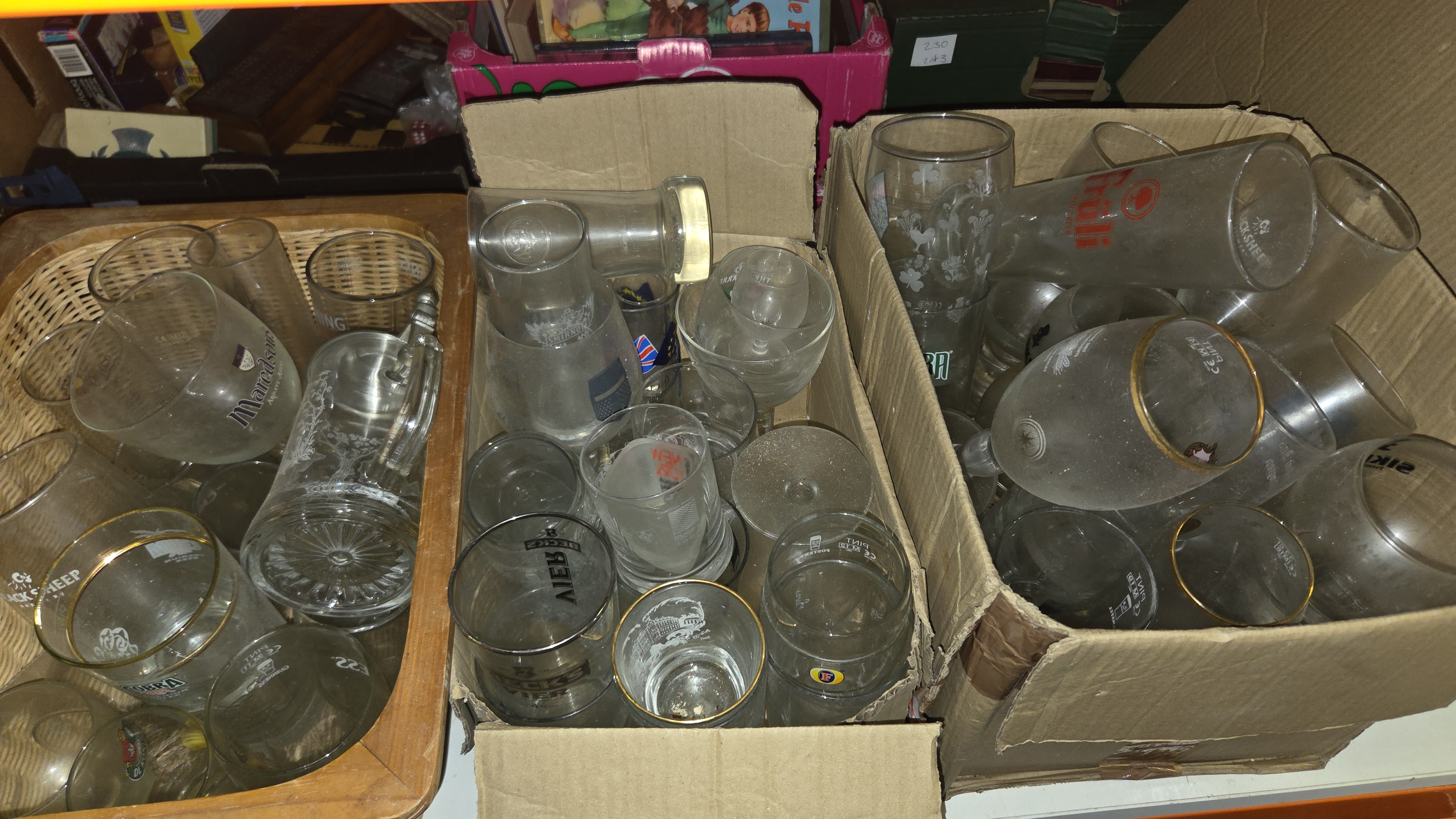 Three boxes of Assorted Brewery and Promotional Glassware