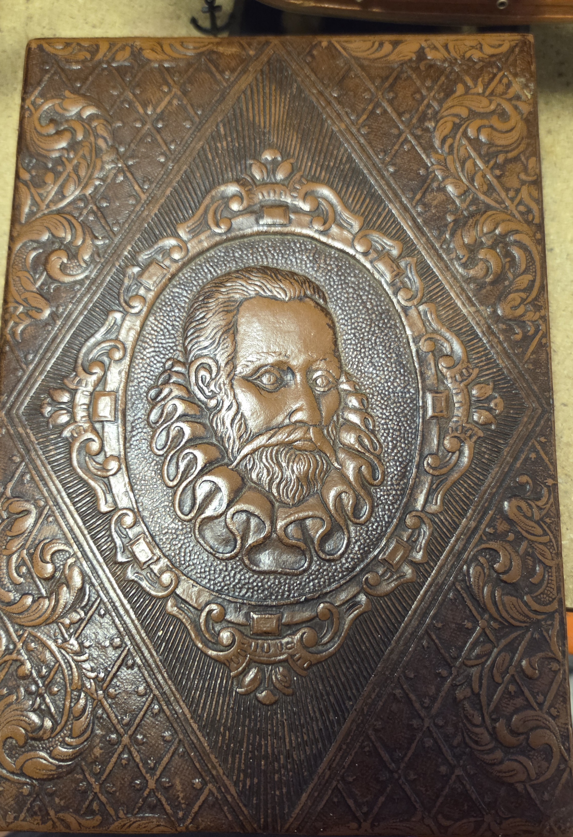 A Vintage Spanish-Style Embossed Faux-Leather and Cedar-Lined Smoking Box