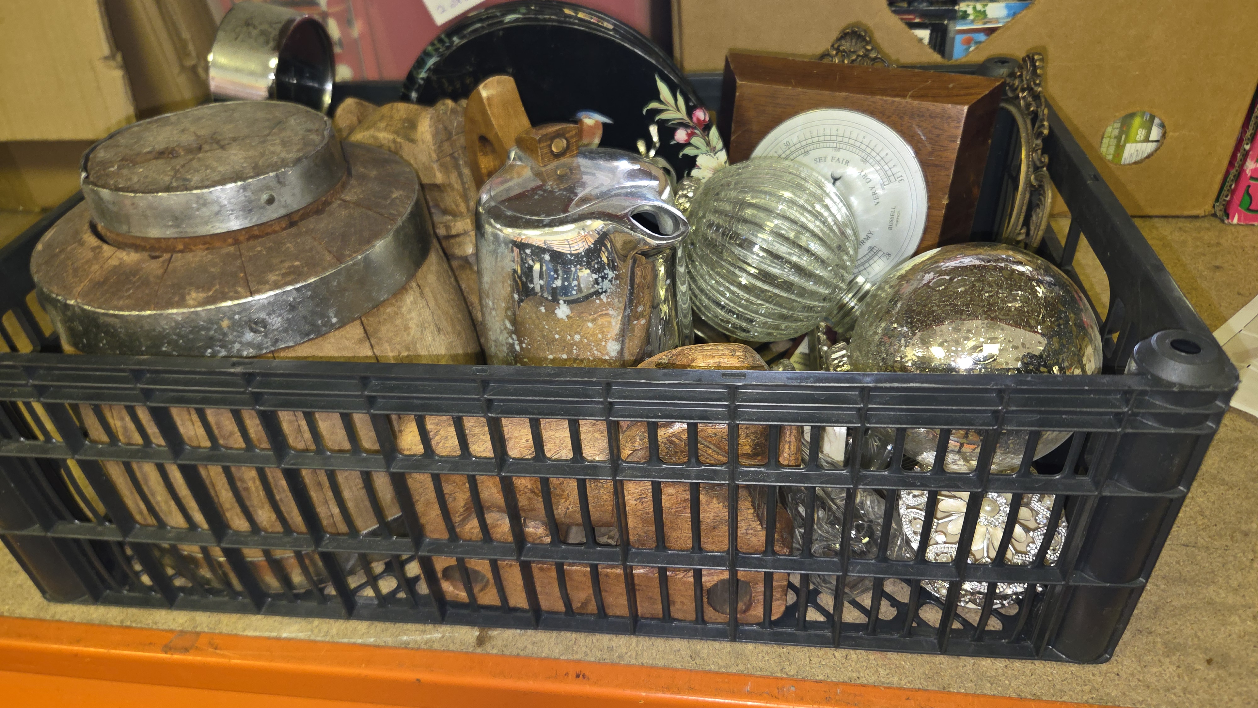 A Collection of Antiques and Decorative Objects Including an Aneroid Barometer