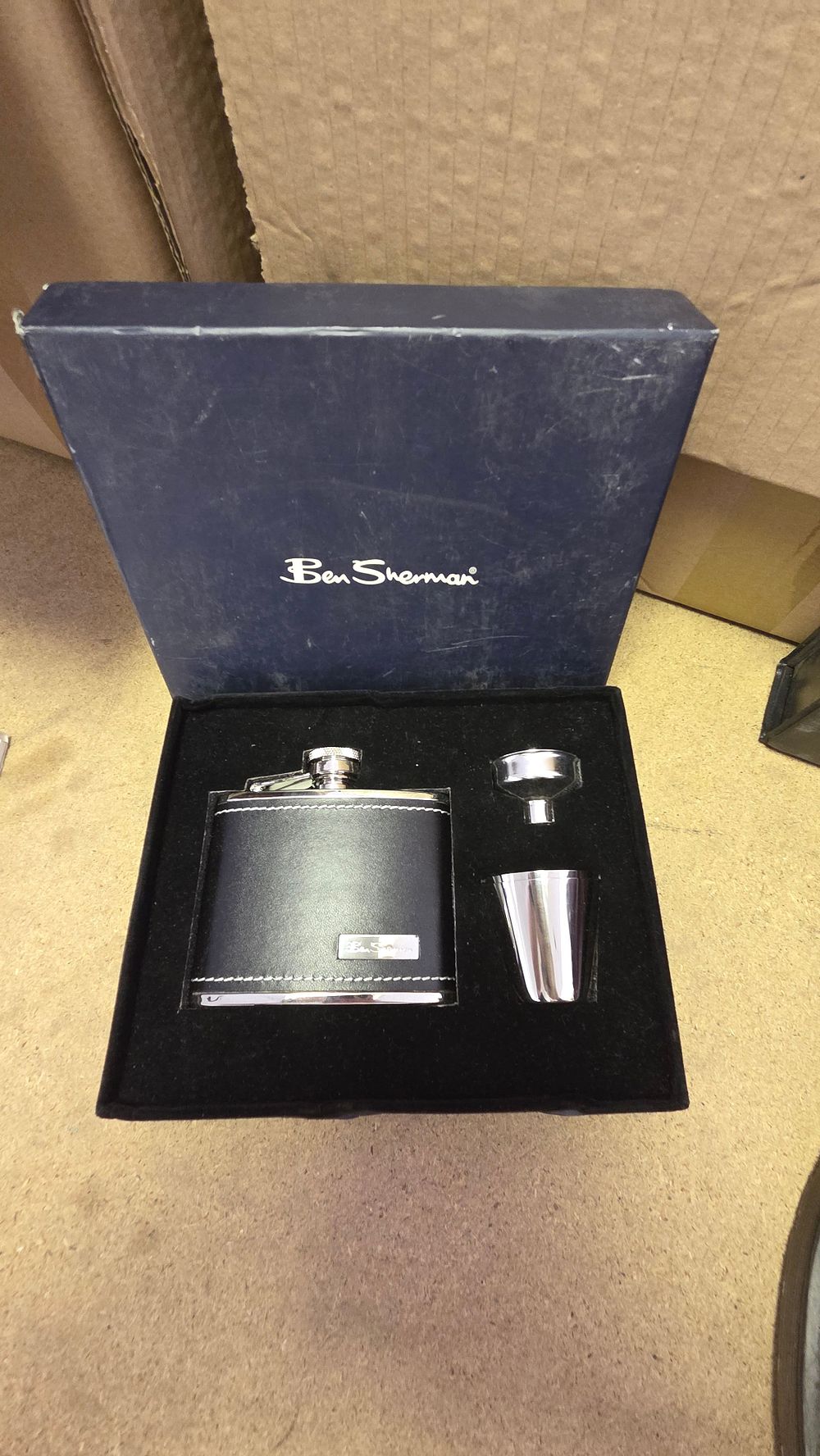 Lot 169 – A Ben Sherman Stainless Steel Hip Flask Gift Set
