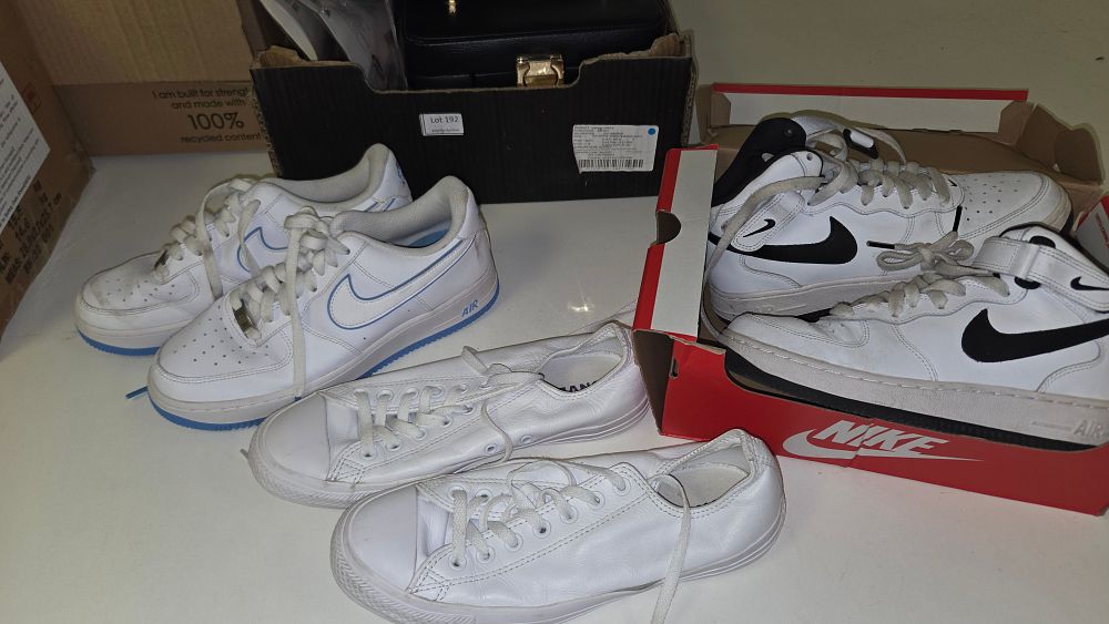 Lot 194 – Three Pairs of Branded Trainers by Nike and Converse various sizes