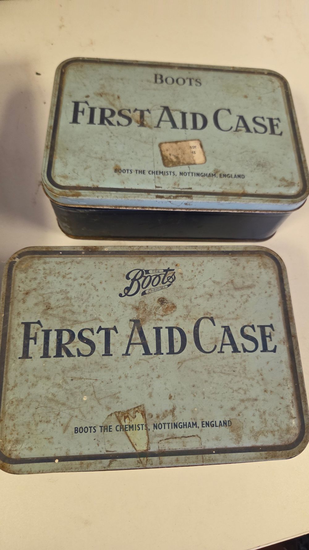 Lot 202 – Two Vintage Boots The Chemists Metal First Aid Tins with Contents