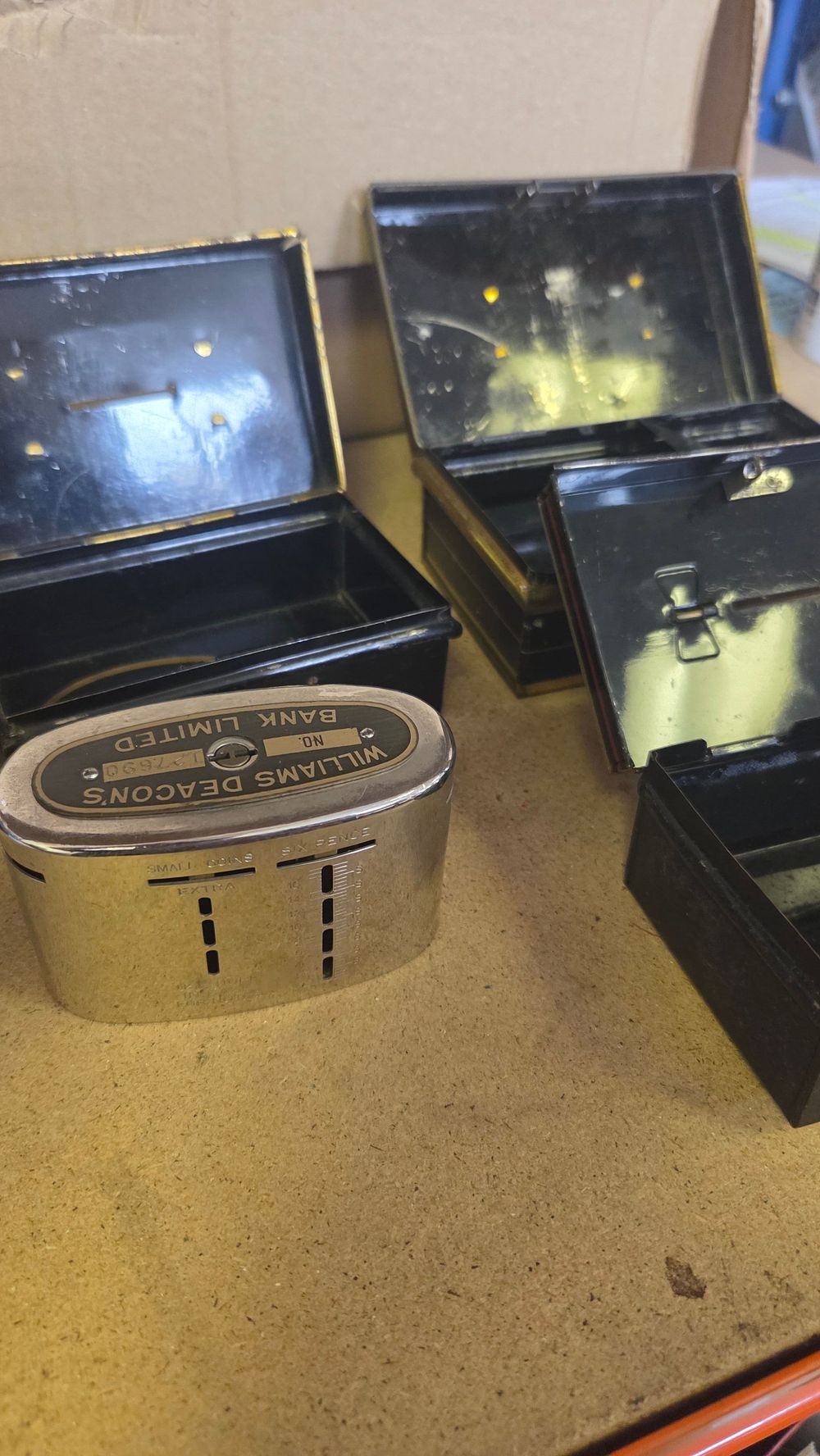 Lot 240 – A Collection of Five Vintage Savings Banks including Williams Deacon’s Bank and Rowntree of York