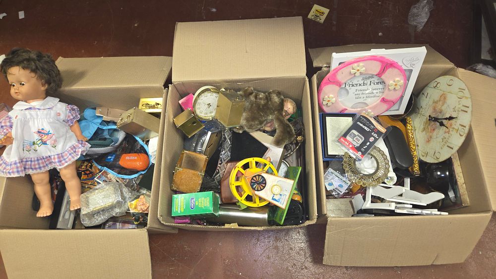 Lot 253 – Three Boxes of Miscellaneous Household Items, Toys, and Collectables