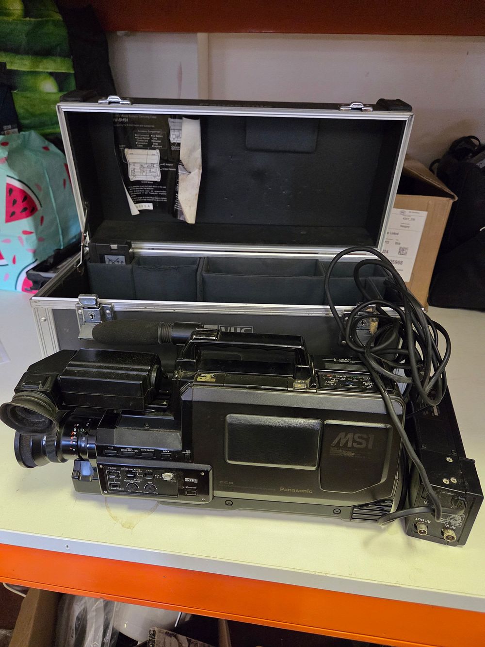 Lot 316 – Panasonic MS1 S-VHS Video Camera with Carrying Case and Accessories