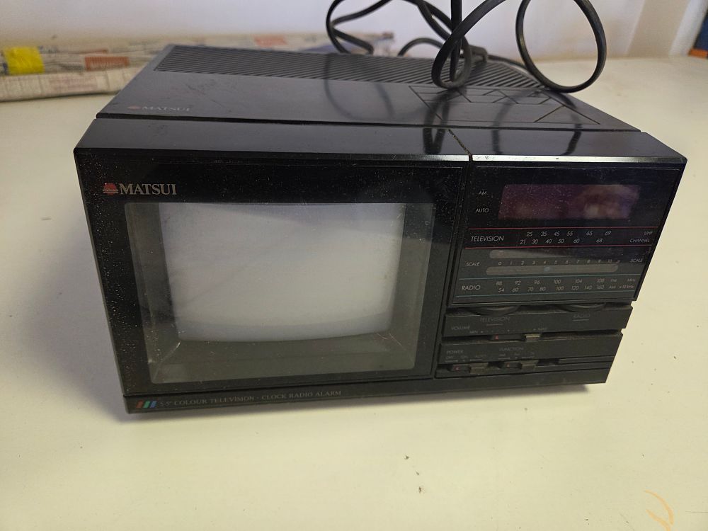 Lot 336 – A Matsui 5.5 Inch Colour Television Clock Radio Alarm