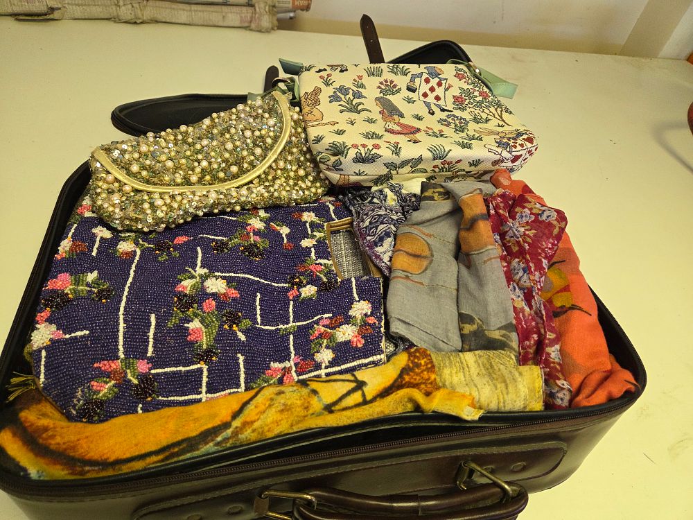 Lot 338 – An Assortment of Ladies’ Fashion Accessories and a Vintage Style Suitcase