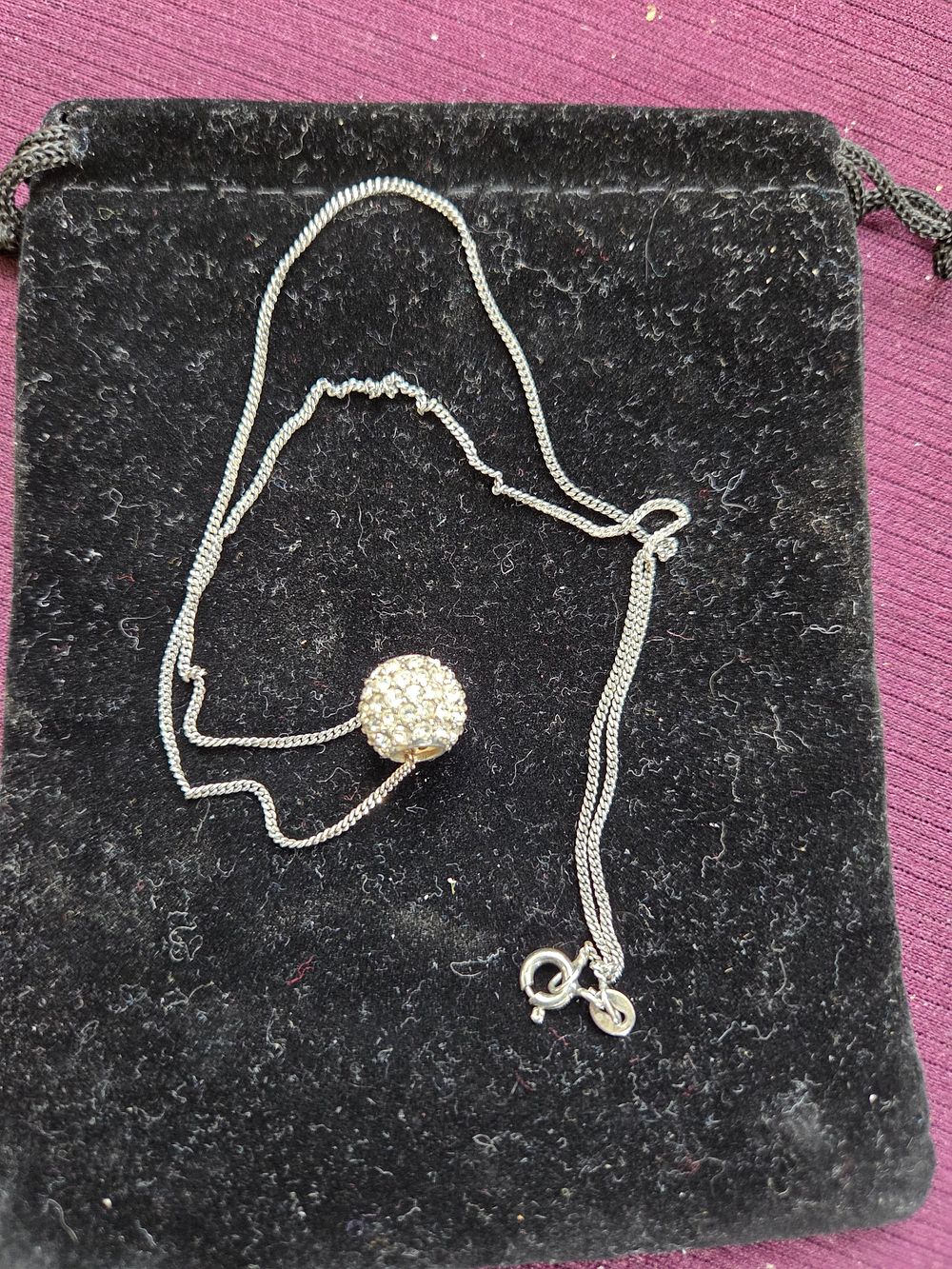 Lot 646 – A Sterling Silver Pavé-Set Spherical Pendant Necklace 3.76g
