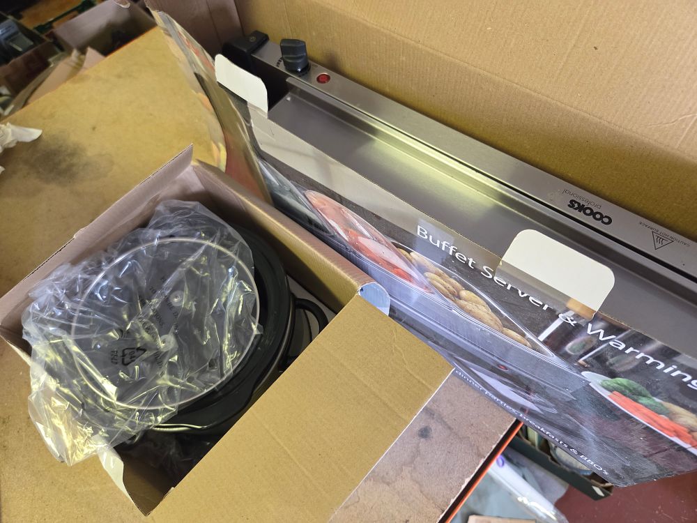 Lot 263 – Two Boxed Kitchen Appliances Including a Morrisons 3.5 Litre Slow Cooker and a Cooks Professional Buffet Server