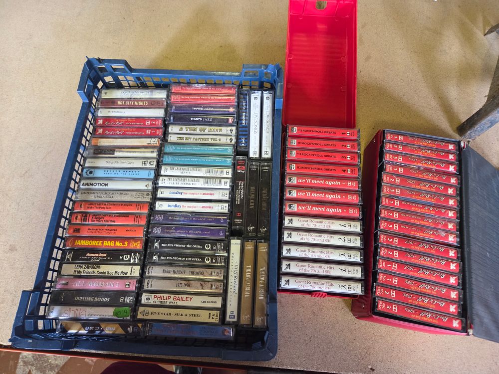 Lot 284 – A Collection of Music Cassette Tapes Featuring Rock, Pop, and Compilation Sets