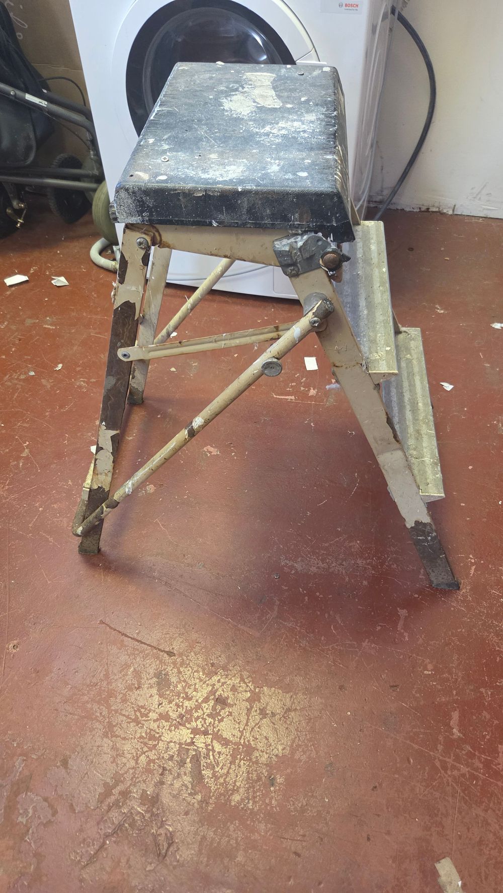 Lot 177 – A Vintage Industrial Metal Folding Step Stool