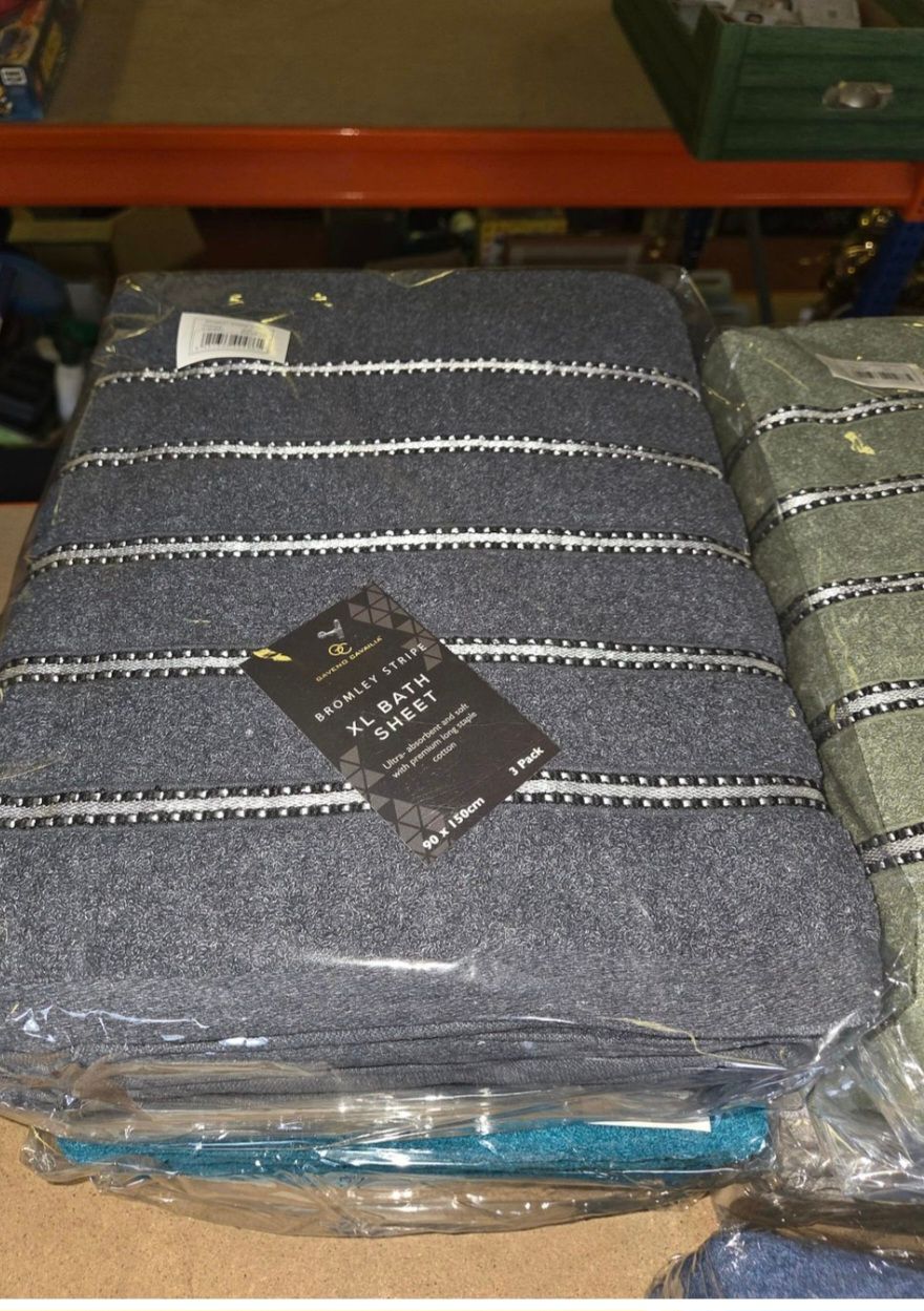 Lot 341 – A 3-Pack of Gaveno Cavailia Bromley Stripe Extra Large Bath Sheets