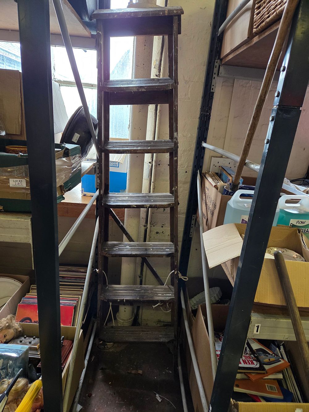 Lot 350 – A Vintage Utilitarian Wooden Step Ladder