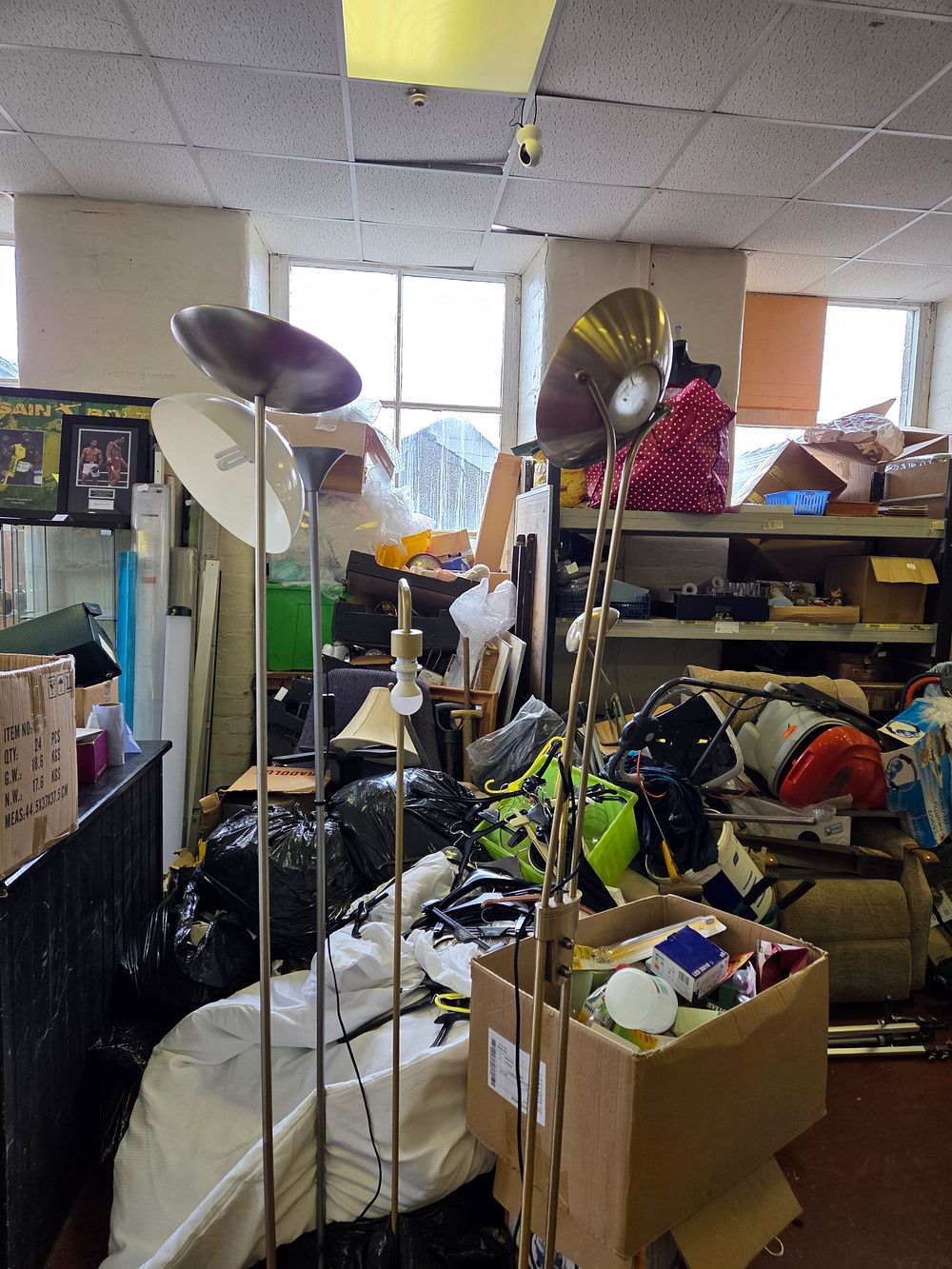 Lot 351 – An Assortment of Contemporary Brushed Metal and Plastic Floor Lamps