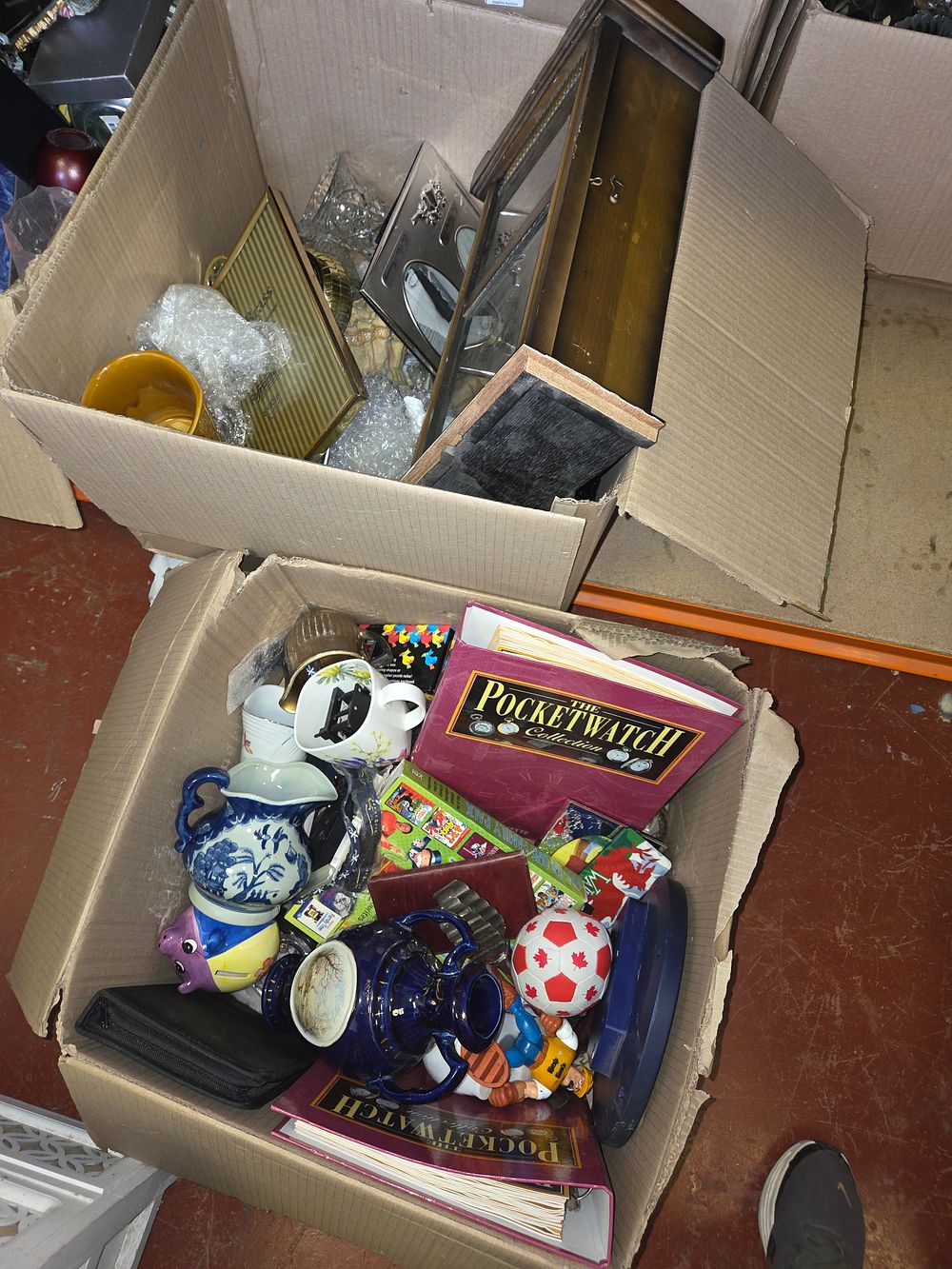 Lot 346 – Two Boxes of Miscellaneous Collectables, Ceramics, and The Pocket Watch Collection Binders