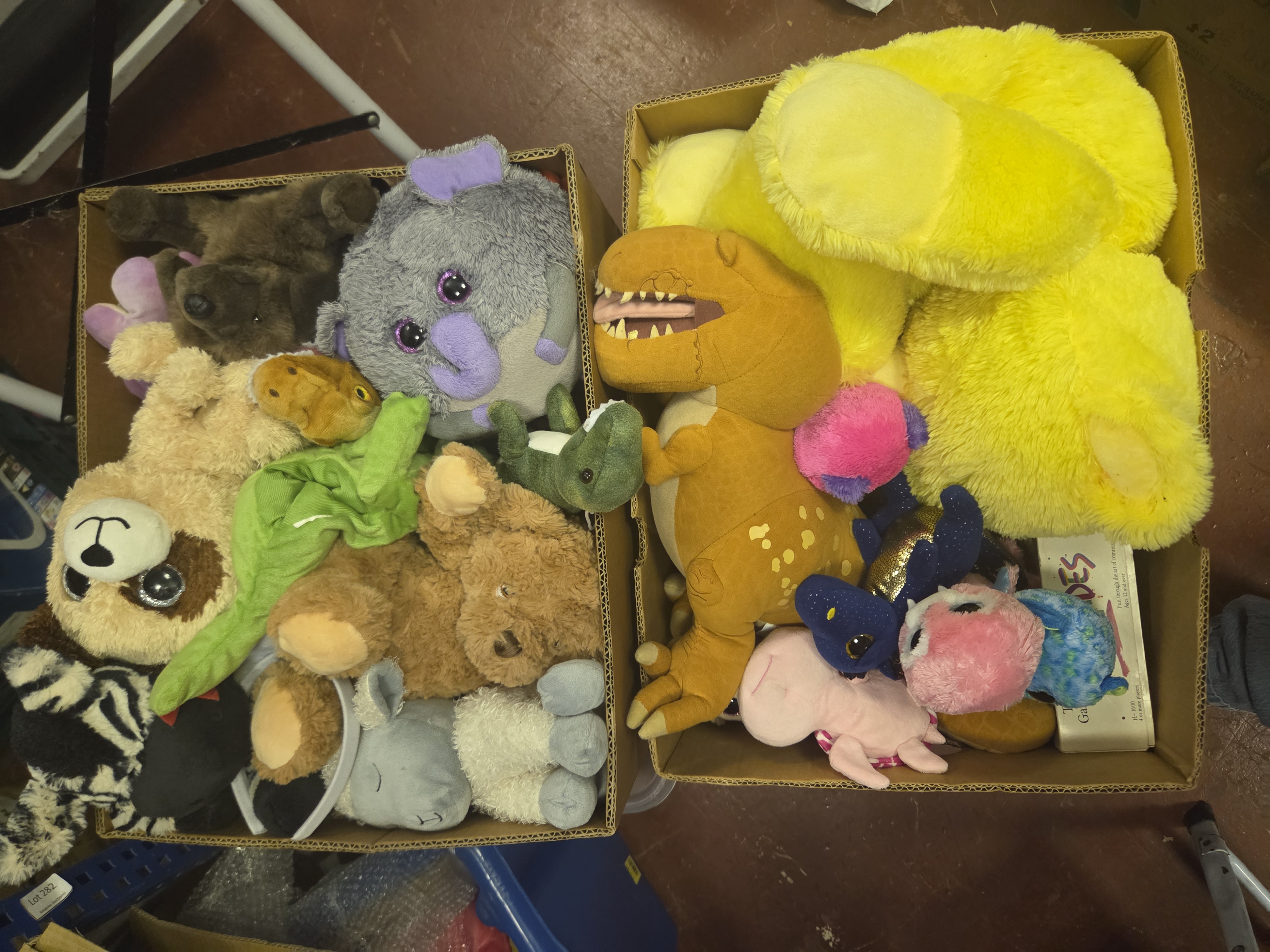Two Boxes of Plush Soft Toys and a Boxed Conversation Game
