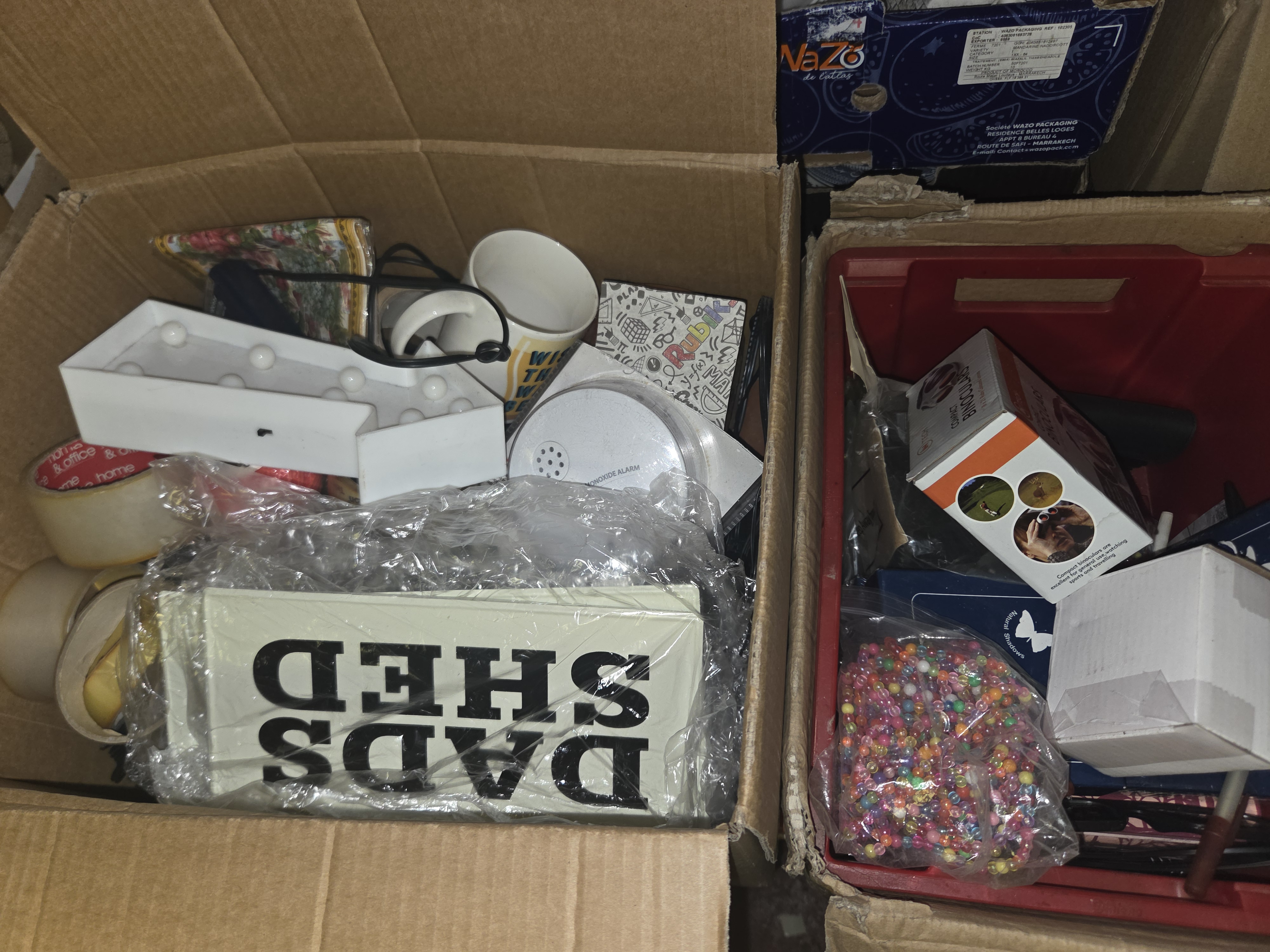 Two Boxes of General Consumer Goods, Giftware, and Hobby Supplies including Rubik's Branded Items