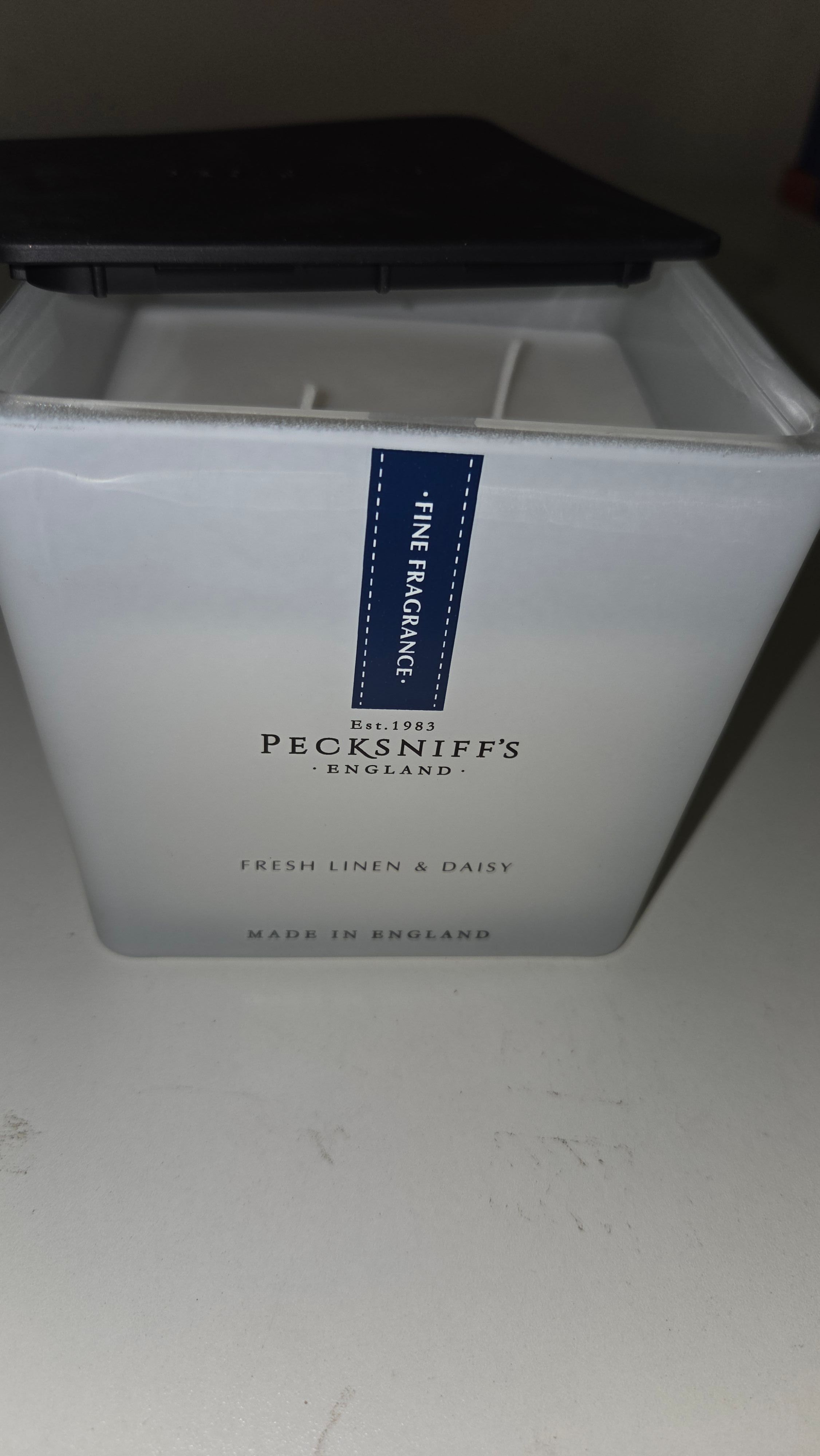 Pecksniff's Prestige Fresh Linen and Daisy Scented Four Wick Square Candle 30.3oz