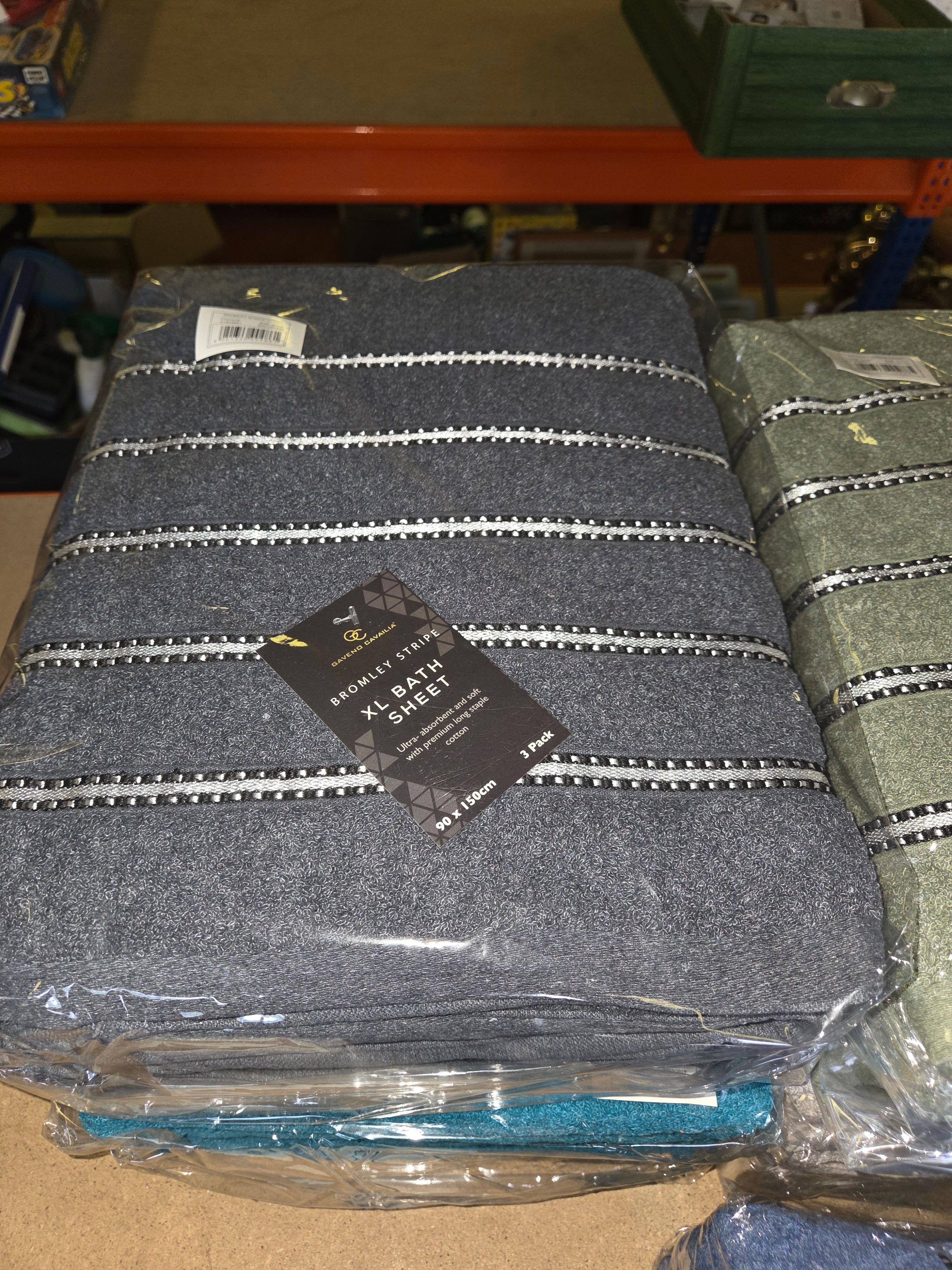 Three Bavano Cavalia Bromley Stripe Extra Large Cotton Bath Sheets