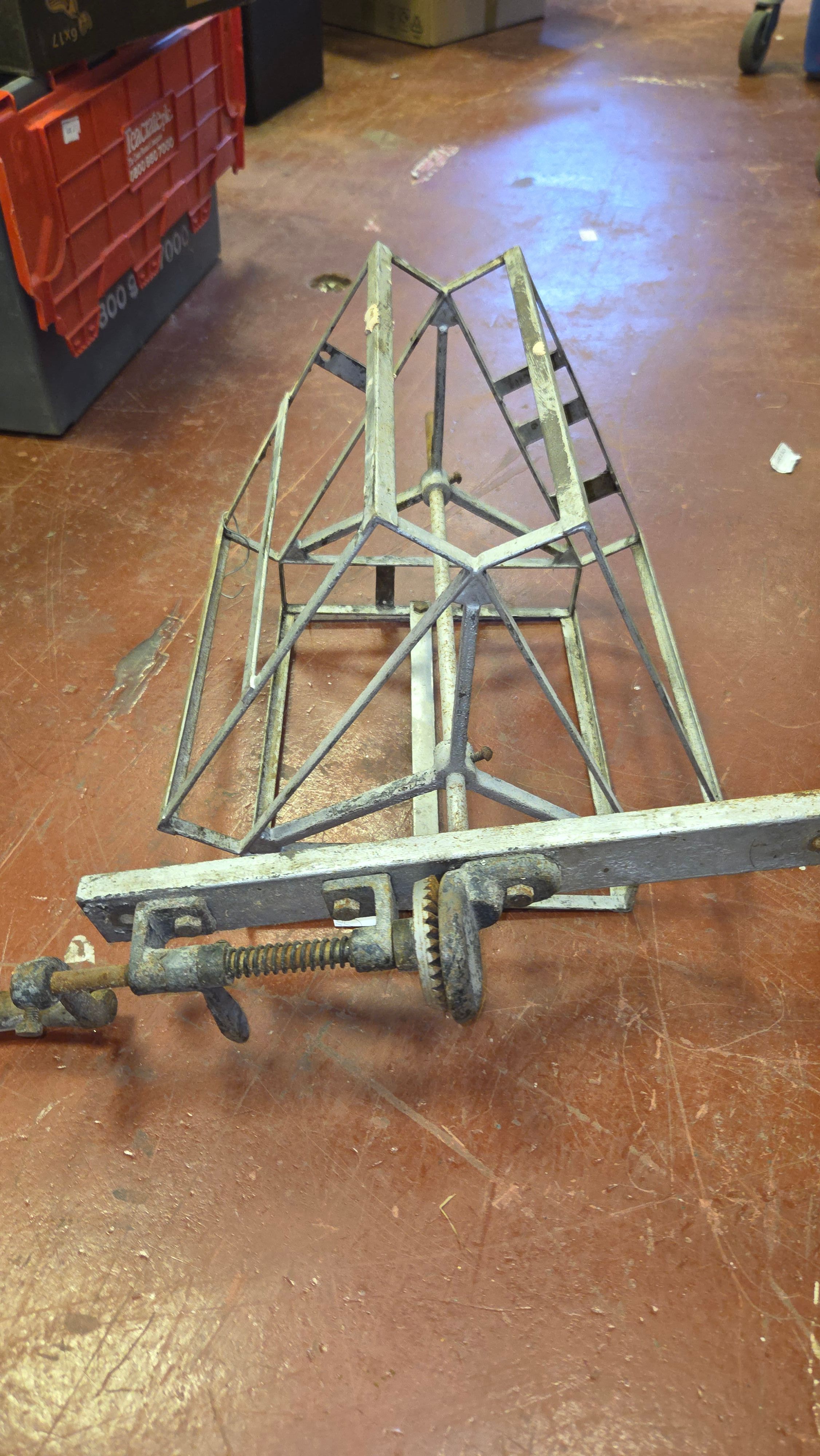 Vintage Industrial Cast Iron and Steel Bench Mounted Winding Reel
