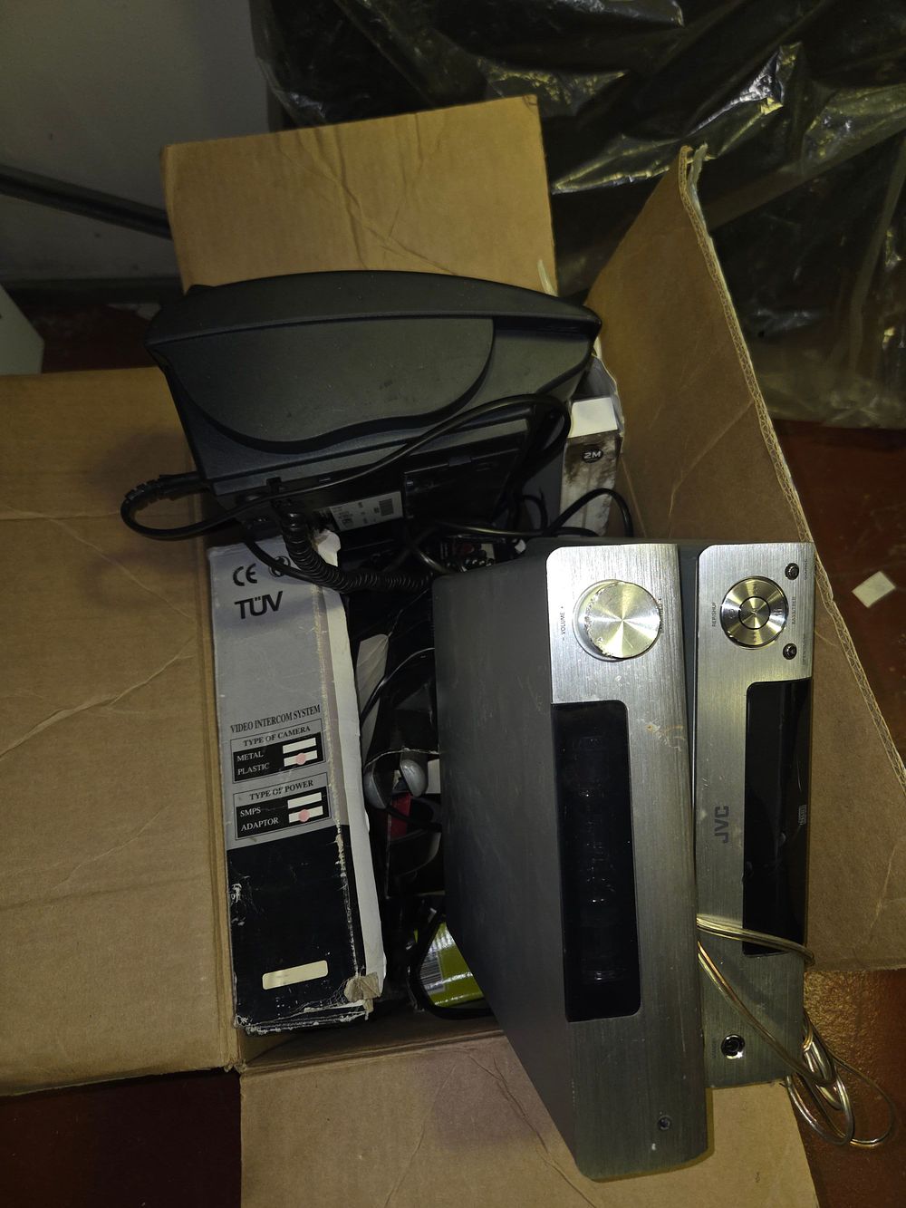 Lot 178 – One Box of Consumer Electronics and Video Intercom Components Including JVC