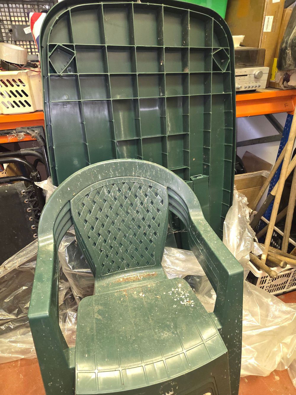 Lot 186 – Four Green Plastic Garden Armchairs and Matching Table
