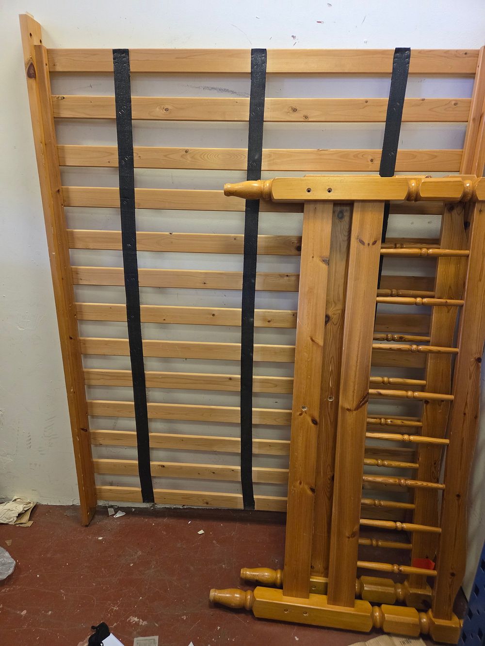 Lot 188 – A Solid Pine Double Bedstead with Spindle Back Head and Footboards
