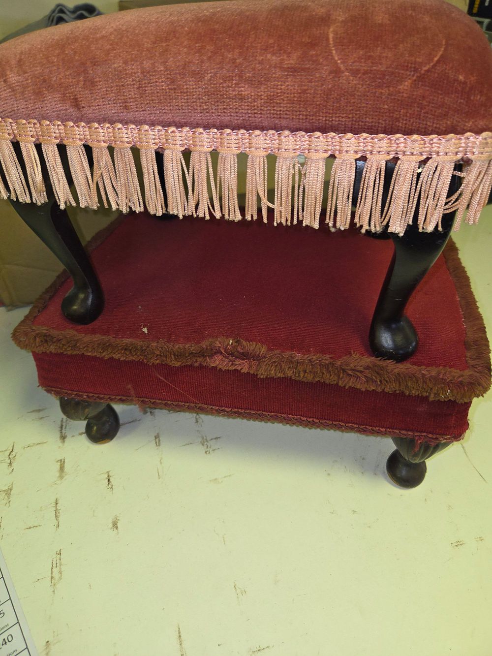 Lot 210 – Two Footstools. Including Upholstered Queen Anne Revival