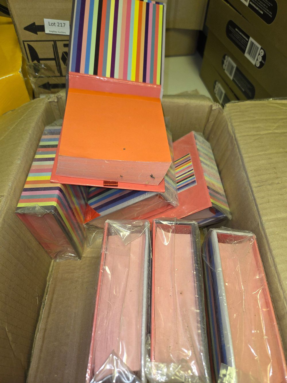 Lot 221 – Box of Multi-Coloured Striped Note Blocks