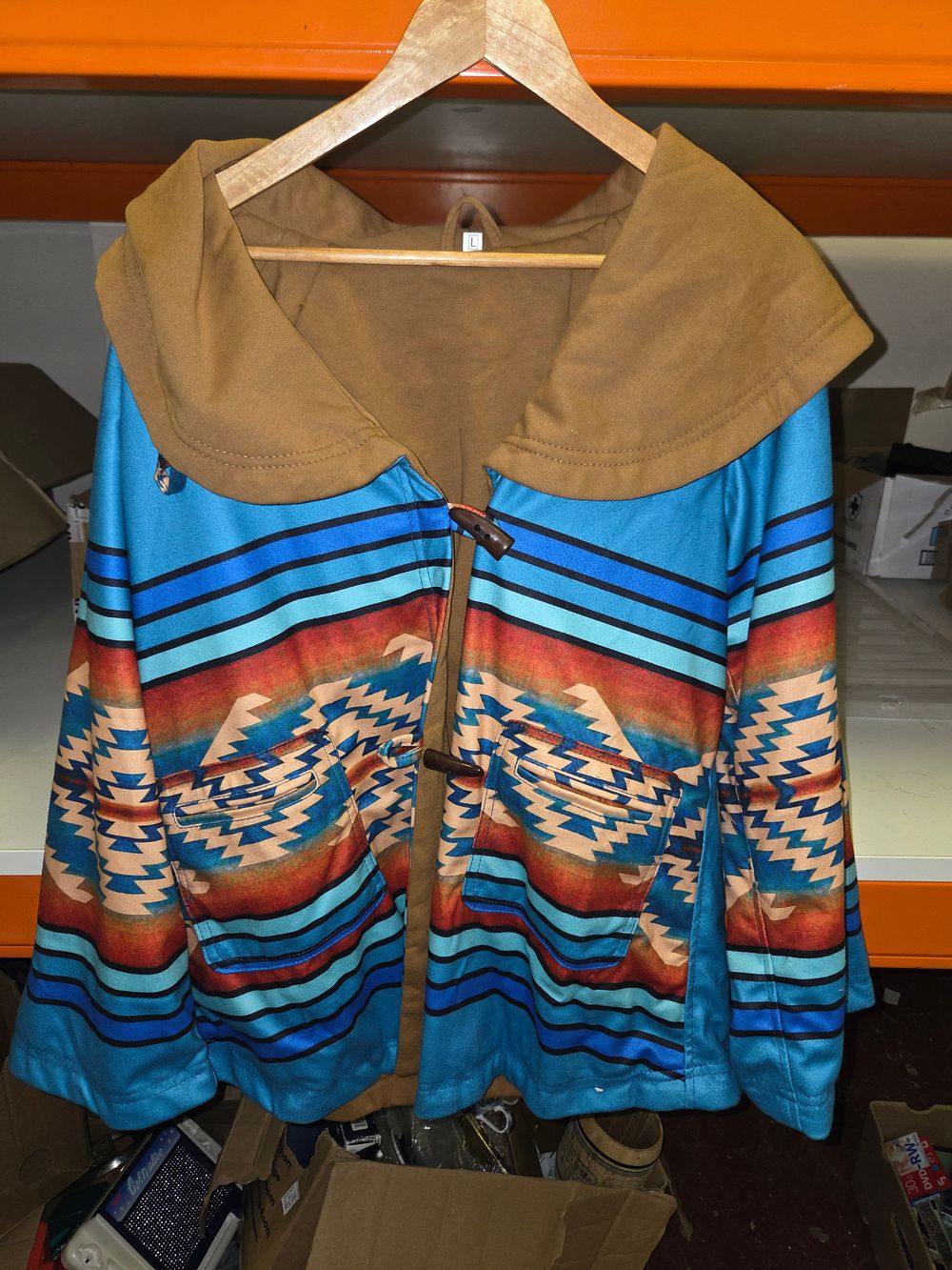 Lot 263 – Hooded Geometric Print Duffel Coat size Large