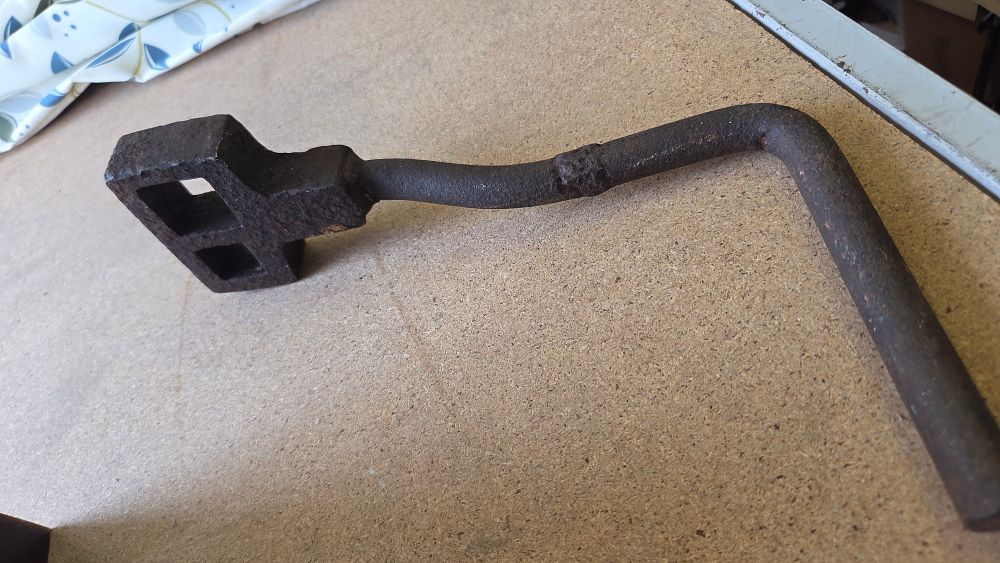 Lot 295 – Antique Forged Iron Triple-Socket Industrial Utility Key (for canal locks)