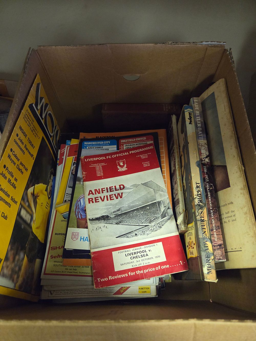 Lot 299 – One Box of Ephemera Including Sports Memorabilia and Books
