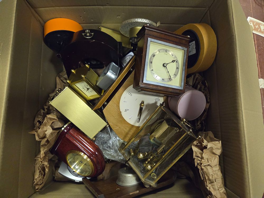 Lot 303 – One Box of Miscellaneous Clocks Including Elliott and Smiths