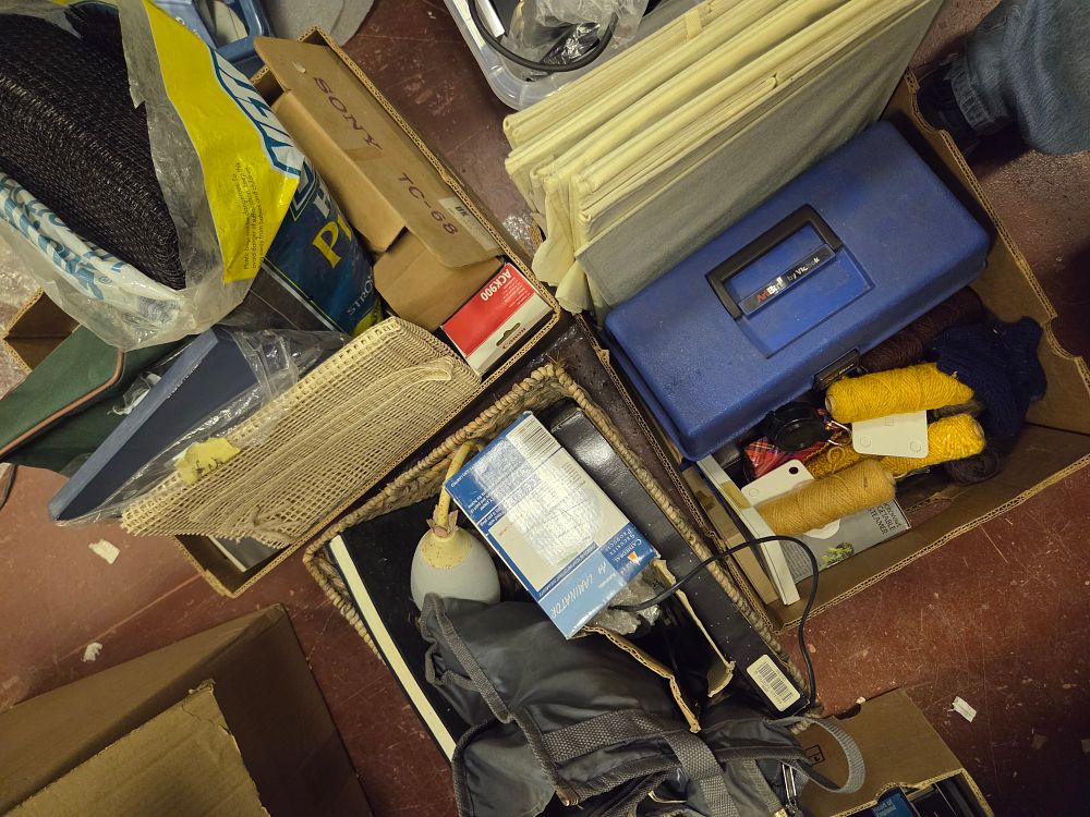 Lot 304 – Three Boxes of Miscellaneous Household Goods, Storage and Craft Supplies
