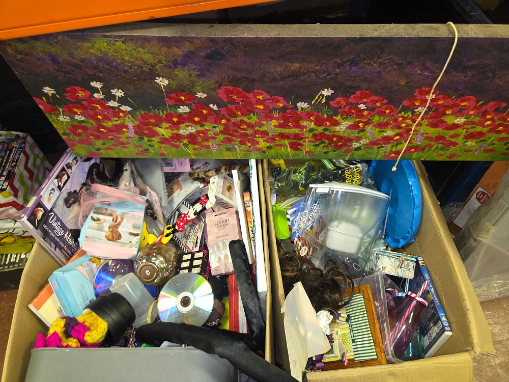Lot 321 – Two Boxes of Miscellaneous Household Goods and Media Including Elegant Touch and Sarah Ashford