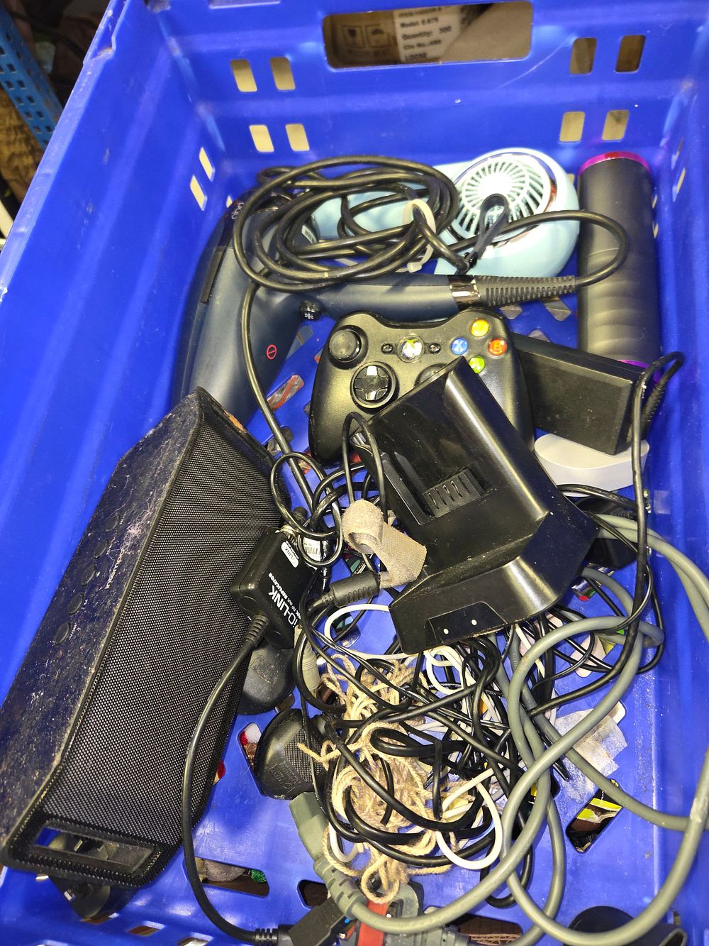 Lot 334 – One Crate of Miscellaneous Domestic Electronics Including ghd Microsoft and Intempo