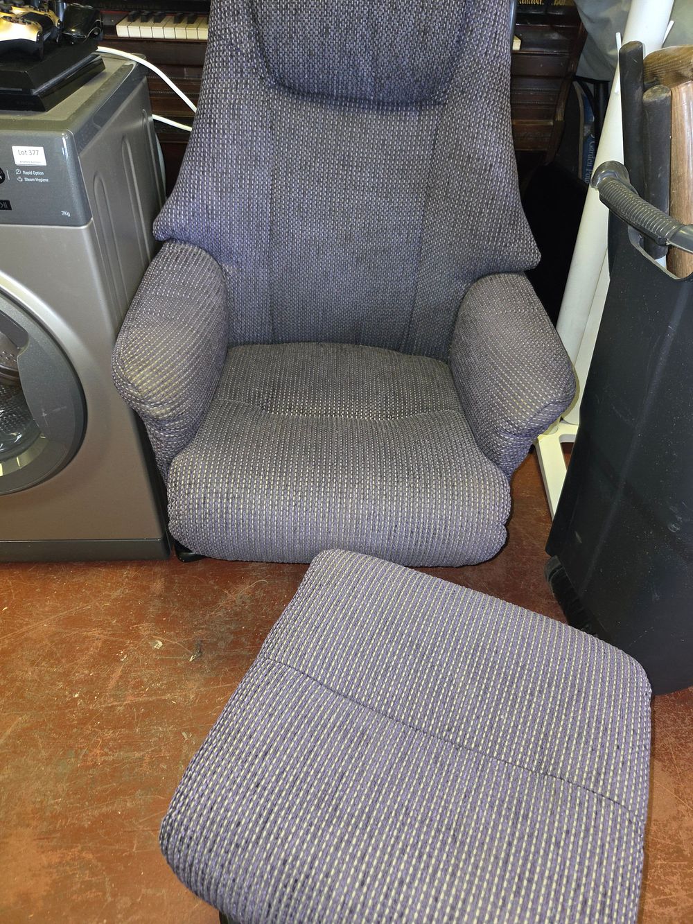 Lot 378 – High-Back Armchair and Matching Footstool