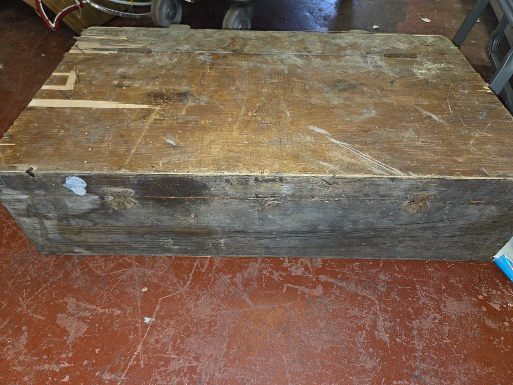 Lot 211 – One Chest of Vintage Woodworking Hand Tools Including a Wooden Jack Plane and Hand Saw