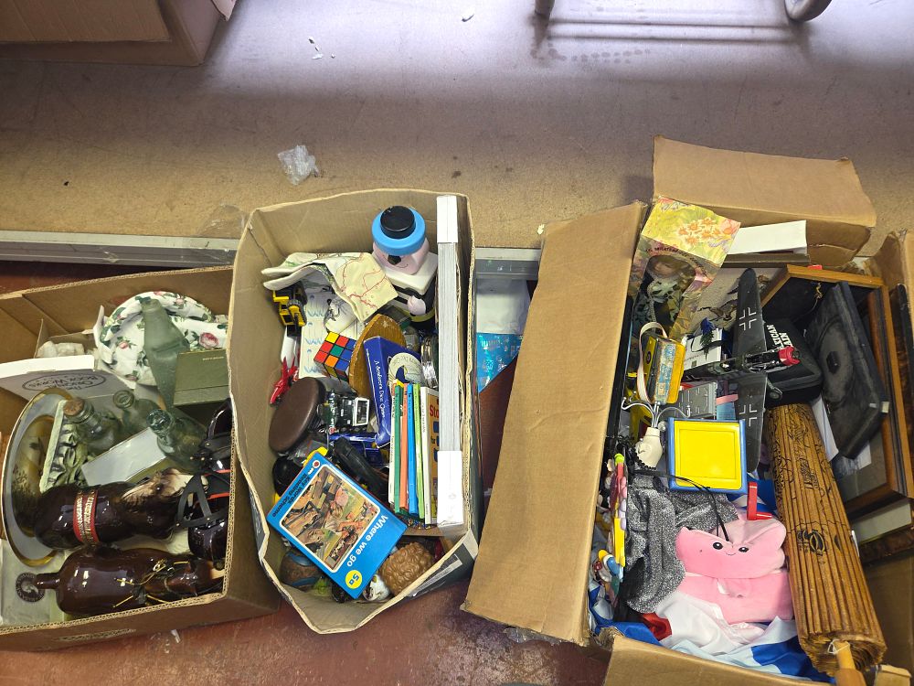 Lot 213 – Three Boxes of Miscellaneous Collectables and Toys Including Key Words Reading Scheme Books and Junkers Ju 87 Model Plane