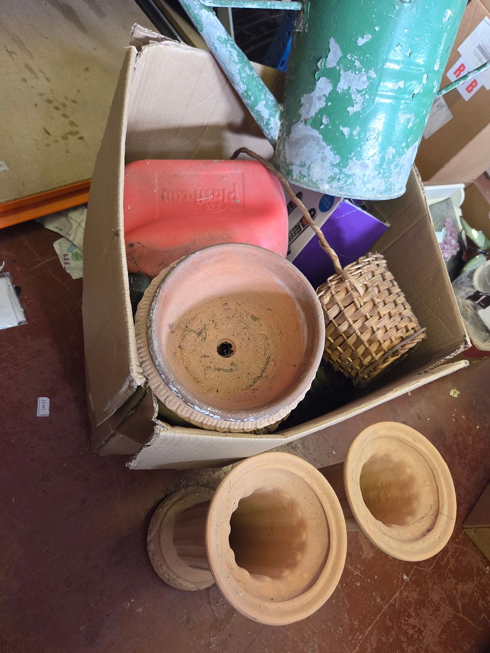 Lot 152 – An Assortment of Garden Wares and Household Items including Terracotta Planters and a Metal Watering Can