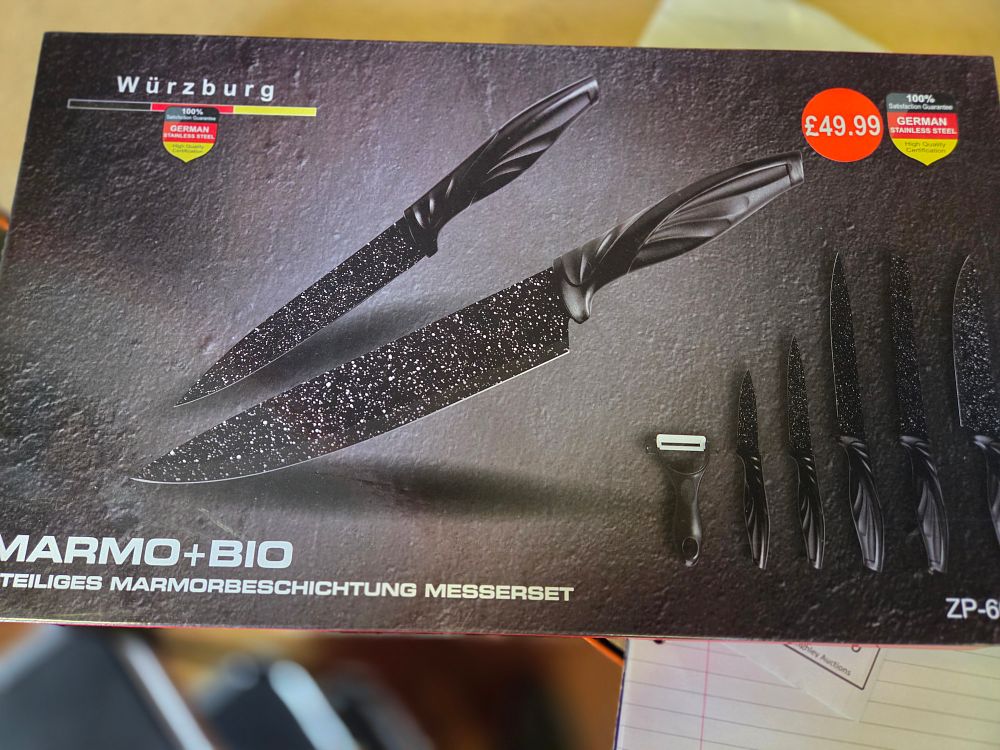 Lot 249 – Würzburg MARMO+BIO 6-Piece Marble Coated Kitchen Knife Set ZP-6 new in box