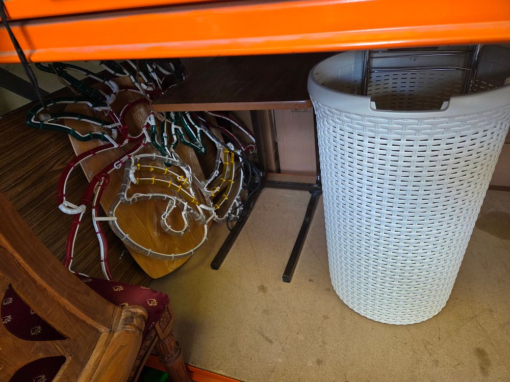 Lot 300 – A Selection of Household Items Including a Neon Sign and Laundry Hamper