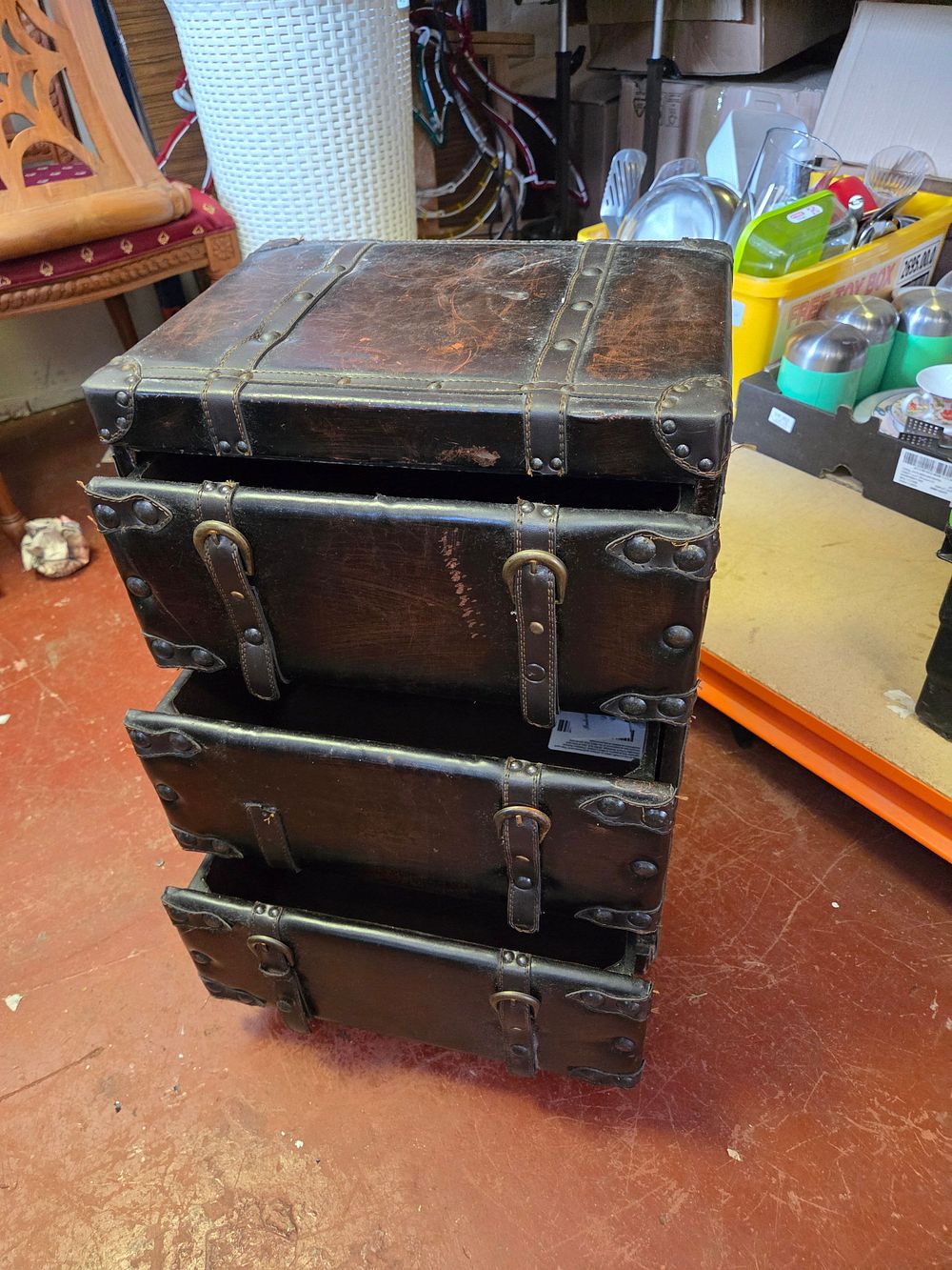 Lot 305 – Three-Drawer Travel Trunk Style Chest of Drawers