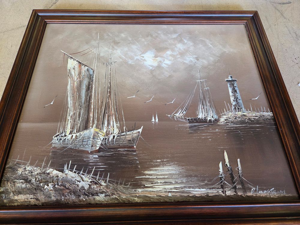 Lot 326 – R. Lindstrom Harbour Scene Oil on Canvas