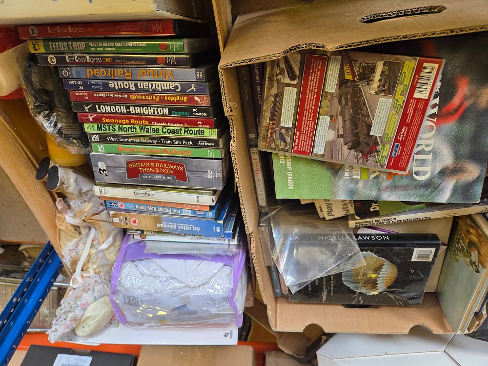 Lot 328 – Two Boxes of Mixed Media and Collectables Including Just Trains Software and DVDs