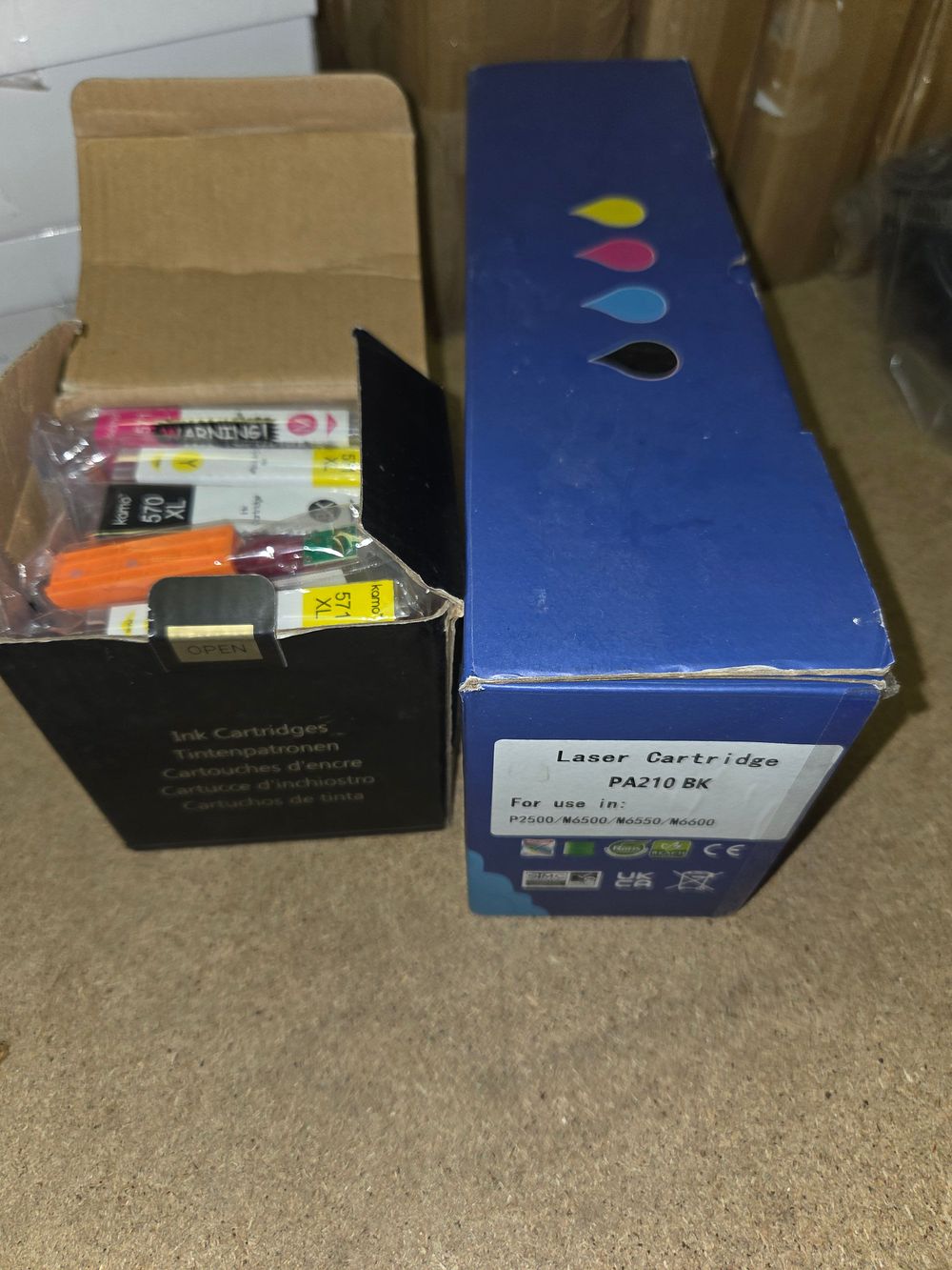 Lot 353 – Two Boxes of Laser Toner and Inkjet Cartridges Including Kamo