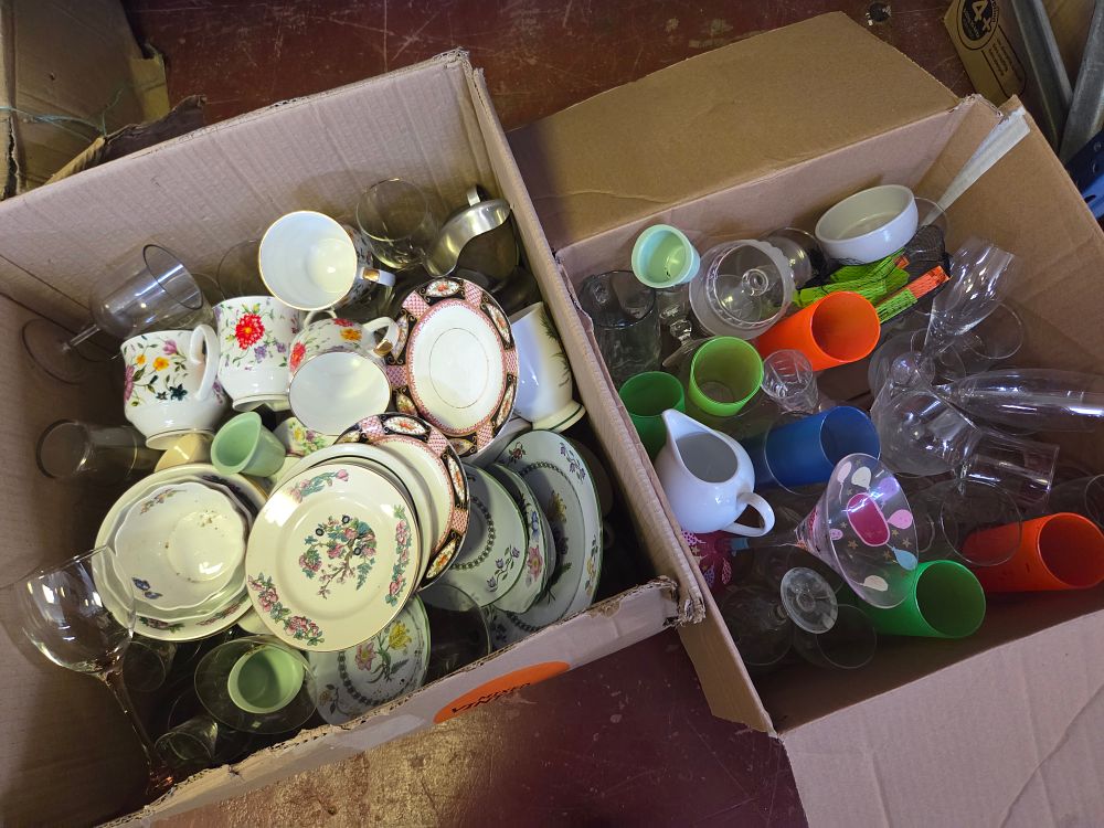 Lot 363 – Two Boxes of Ceramic Tableware and Glassware