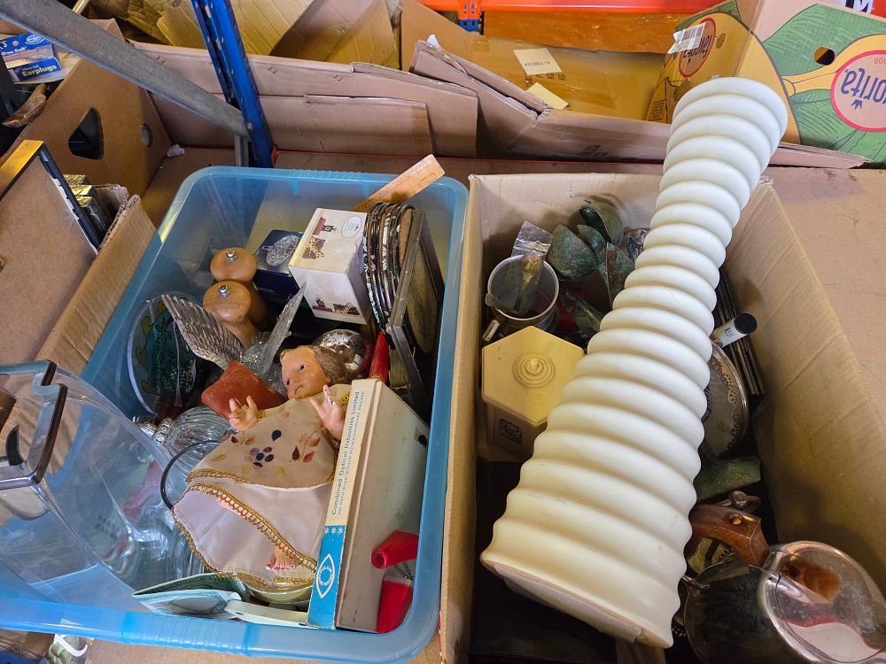 Lot 376 – Two Boxes of Household Goods and Collectables Including Wade and Combined Optical Industries