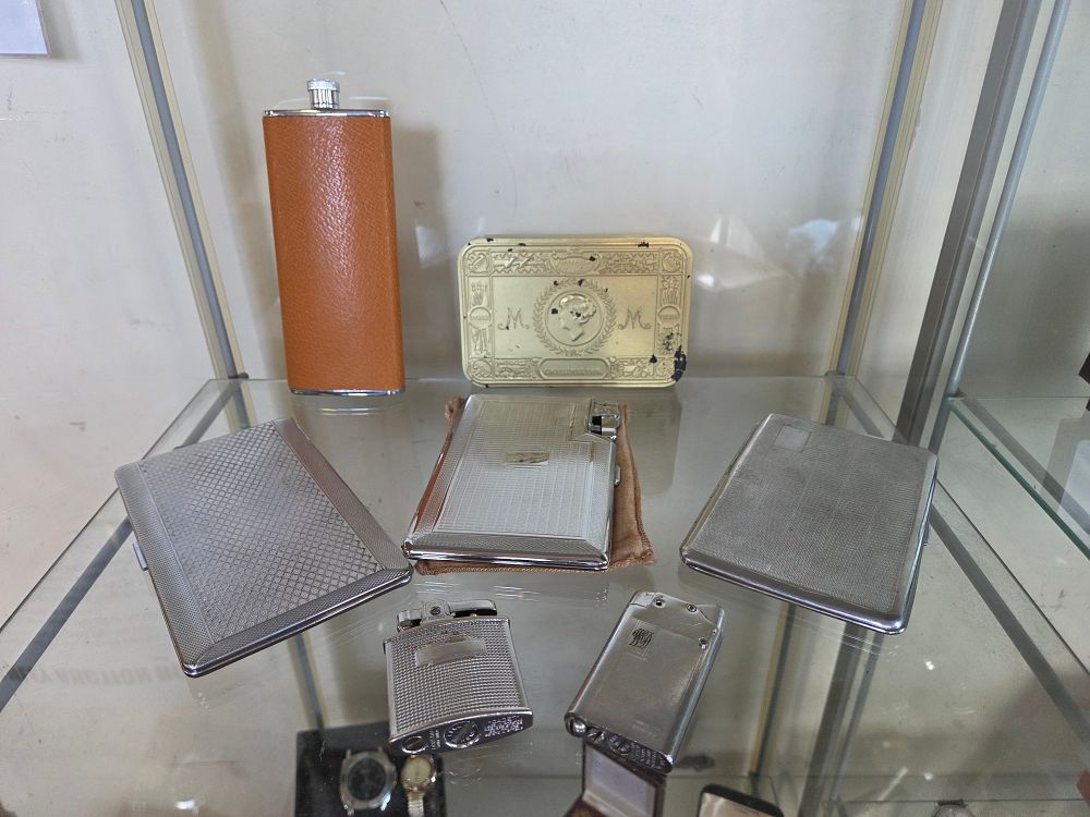 Lot 603 – A Collection of Tobacciana and Personal Accessories Including a Reproduction WWI Princess Mary Christmas 1914 Gift Tin and Ronson Lighter